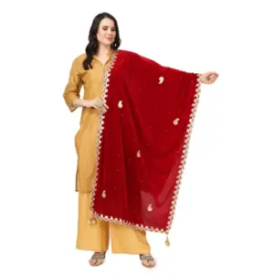 Women's Velvet Gotta Patti Dupatta (Maroon, Length:?2.25 to 2.50 Mtr)