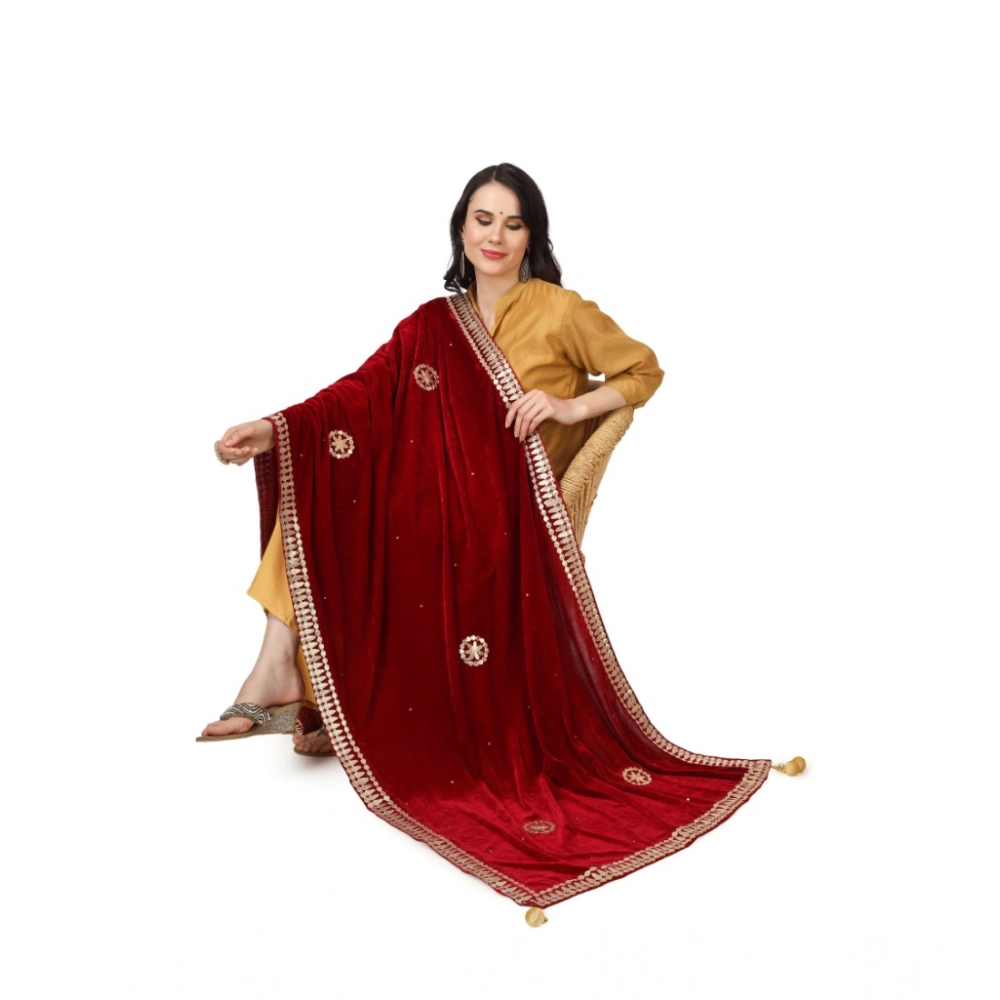 Women's Velvet Gotta Patti Dupatta (Maroon, Length:?2.25 to 2.50 Mtr) - Image 2