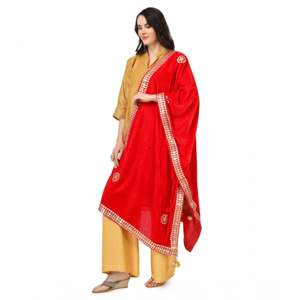 Women's Velvet Gotta Patti Dupatta (Red, Length:?2.25 to 2.50 Mtr) - Image 5