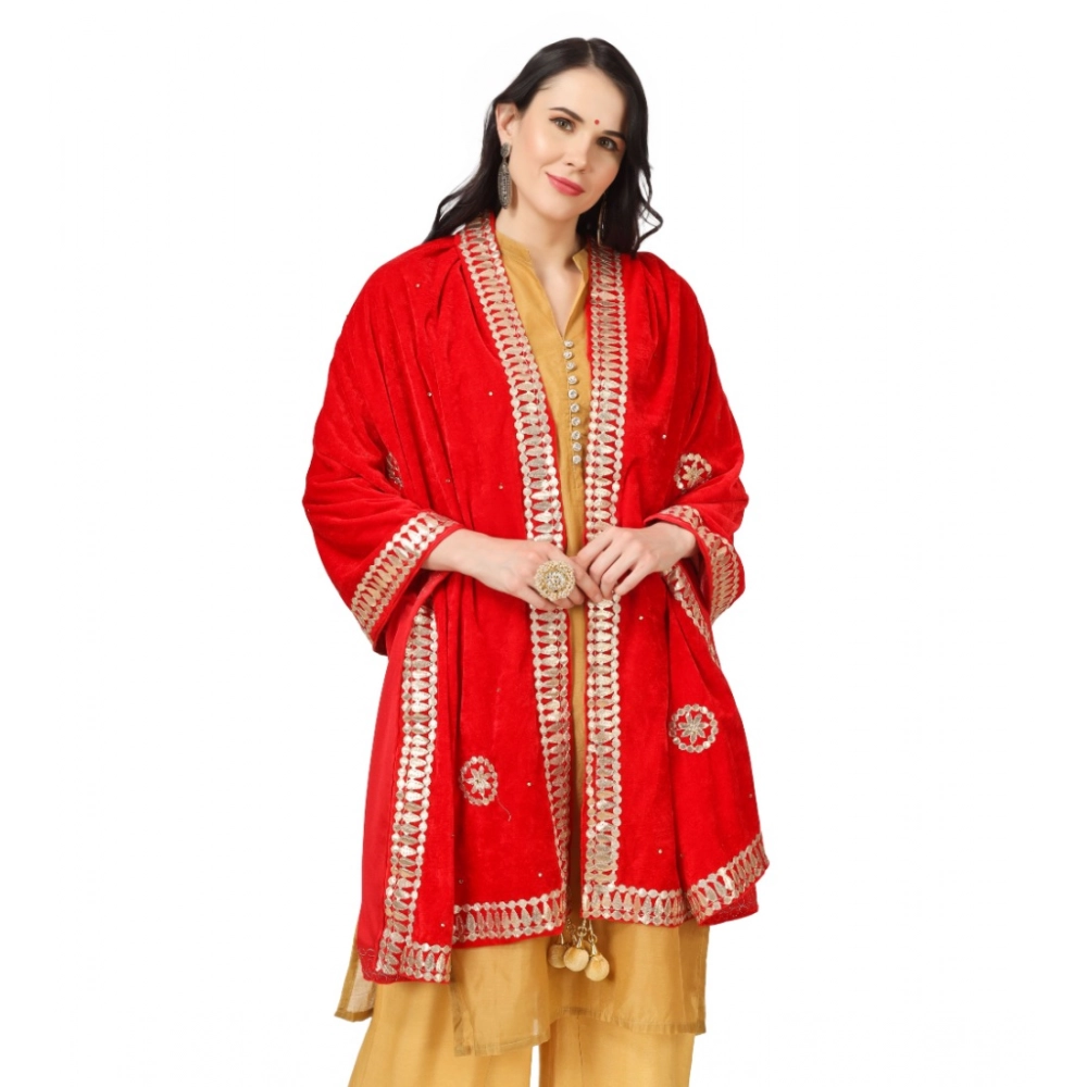 Women's Velvet Gotta Patti Dupatta (Red, Length:?2.25 to 2.50 Mtr) - Image 3