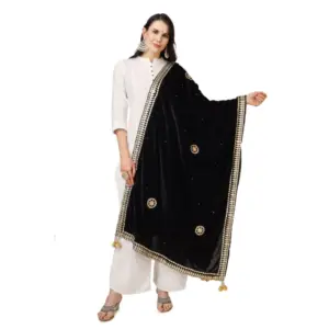 Women's Velvet Gotta Patti Dupatta (Black, Length:?2.25 to 2.50 Mtr)