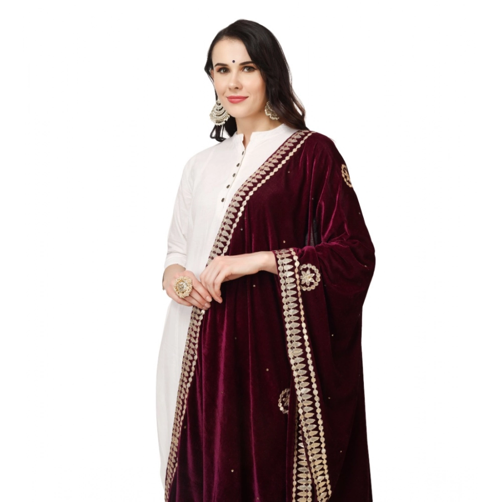 Women's Velvet Gotta Patti Dupatta (Purple, Length:?2.25 to 2.50 Mtr) - Image 4