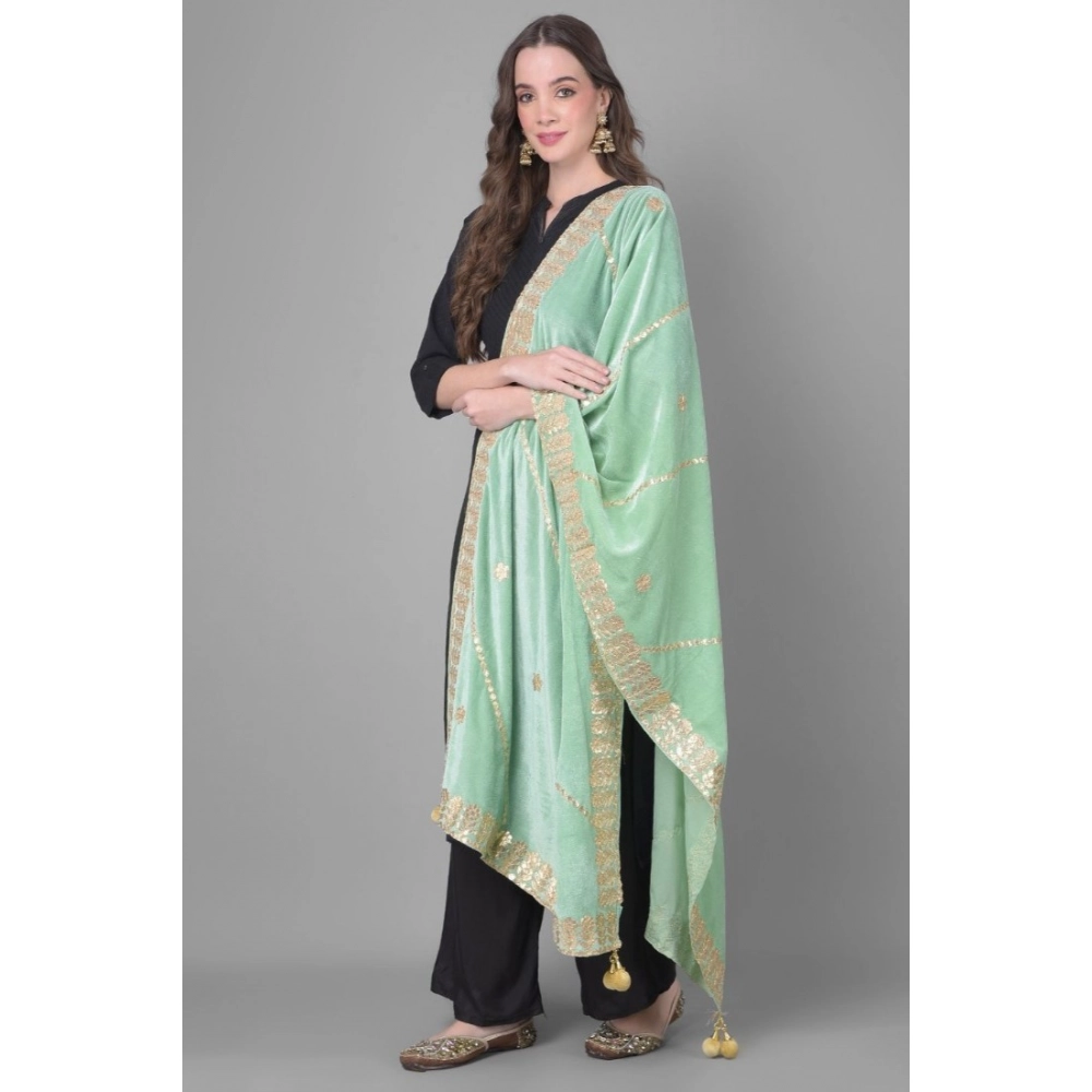 Women's Velvet Gotta Patti Dupatta (Sea Green, Length:?2.25 to 2.50 Mtr) - Image 2