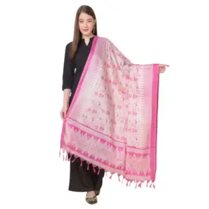 Women's Art Silk Printed Dupatta (Pink, Length:?2.25 to 2.50 Mtr)