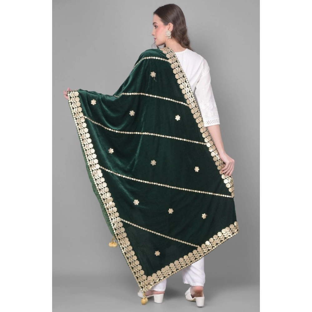 Women's Velvet Gotta Patti Dupatta (Green, Length:?2.25 to 2.50 Mtr) - Image 4