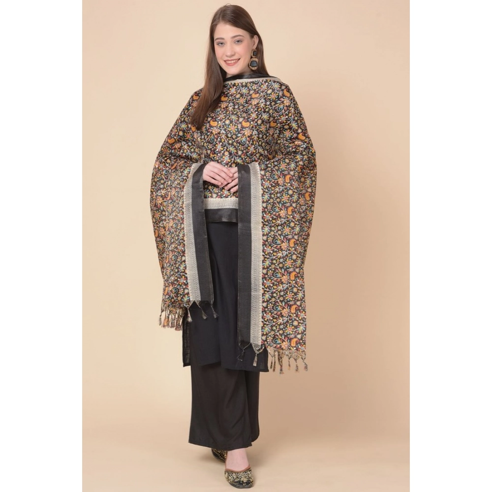 Women's Art Silk Printed Dupatta (Black, Length:?2.25 to 2.50 Mtr) - Image 2