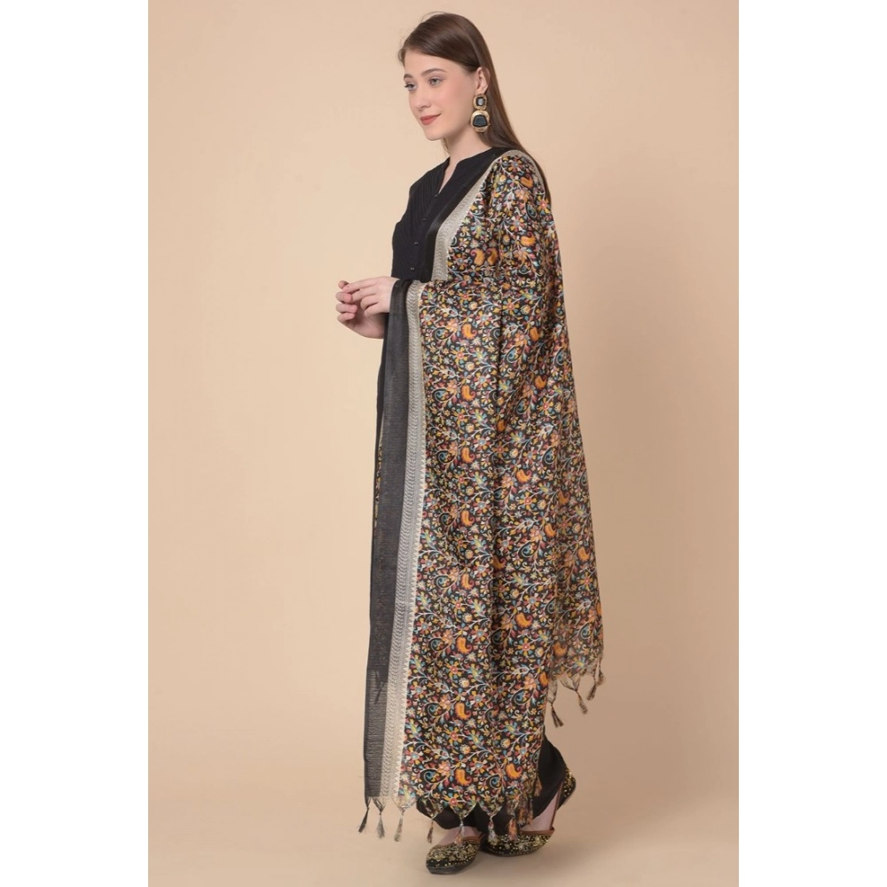 Women's Art Silk Printed Dupatta (Black, Length:?2.25 to 2.50 Mtr) - Image 4