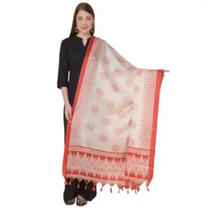Women's Art Silk Printed Dupatta (Red, Length:?2.25 to 2.50 Mtr)