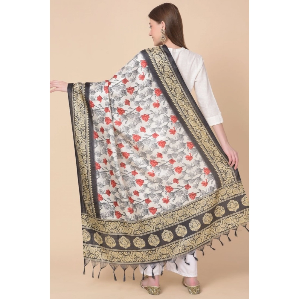 Women's Art Silk Printed Dupatta (Black, Length:?2.25 to 2.50 Mtr) - Image 5