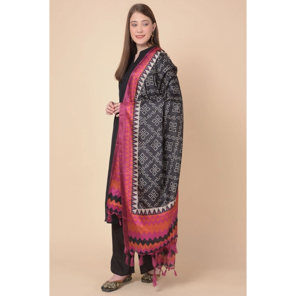 Women's Art Silk Printed Dupatta (Black, Length:?2.25 to 2.50 Mtr) - Image 2