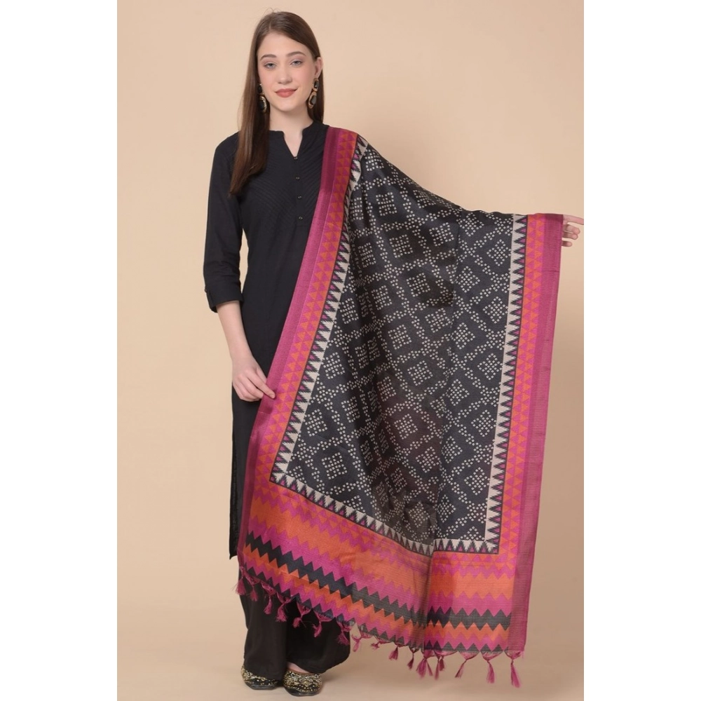 Women's Art Silk Printed Dupatta (Black, Length:?2.25 to 2.50 Mtr) - Image 5