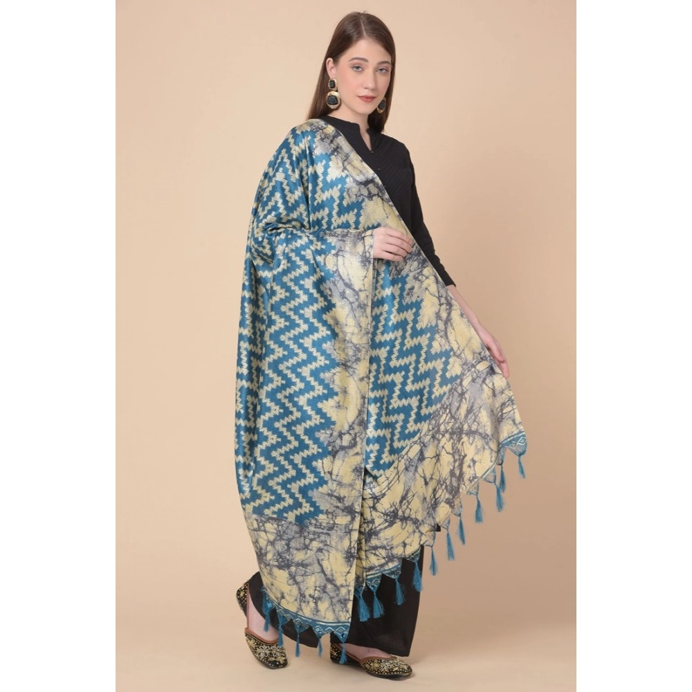 Women's Art Silk Printed Dupatta (Blue, Length:?2.25 to 2.50 Mtr) - Image 4