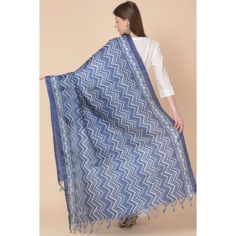 Women's Art Silk Printed Dupatta (Blue, Length:?2.25 to 2.50 Mtr) - Image 5