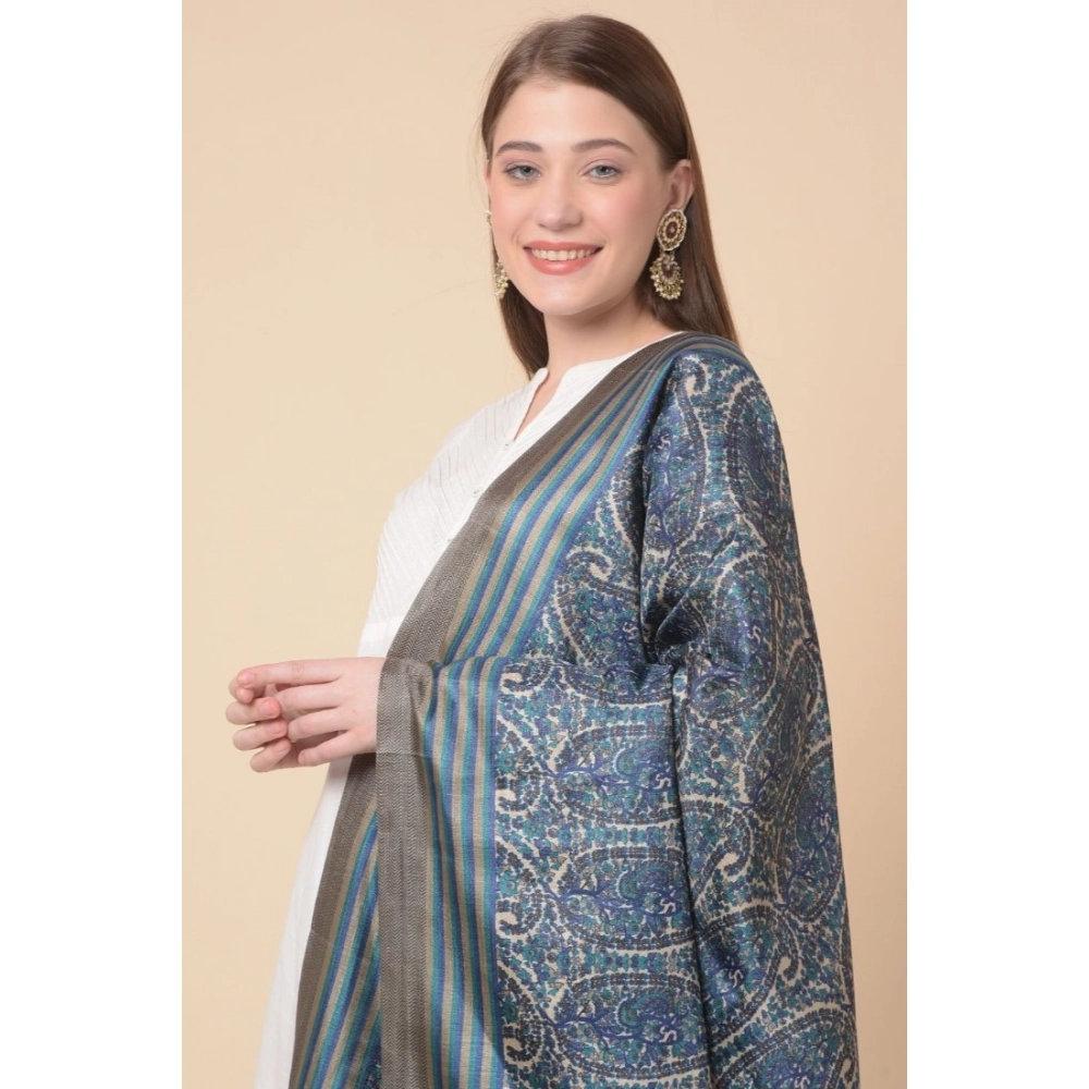 Women's Art Silk Printed Dupatta (Blue, Length:?2.25 to 2.50 Mtr) - Image 2