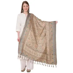 Women's Art Silk Printed Dupatta (Light Brown, Length:?2.25 to 2.50 Mtr)