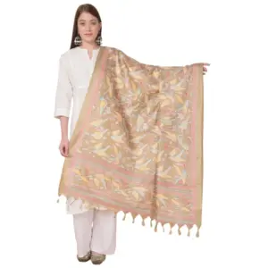 Women's Art Silk Printed Dupatta (Light Brown, Length:?2.25 to 2.50 Mtr)