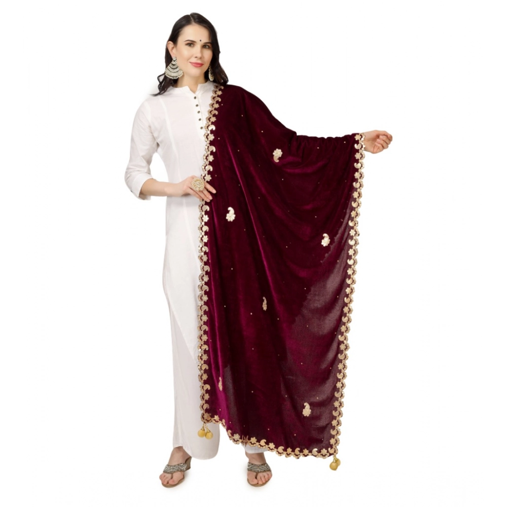 Women's Velvet Gotta Patti Dupatta (Purple, Length:?2.25 to 2.50 Mtr)
