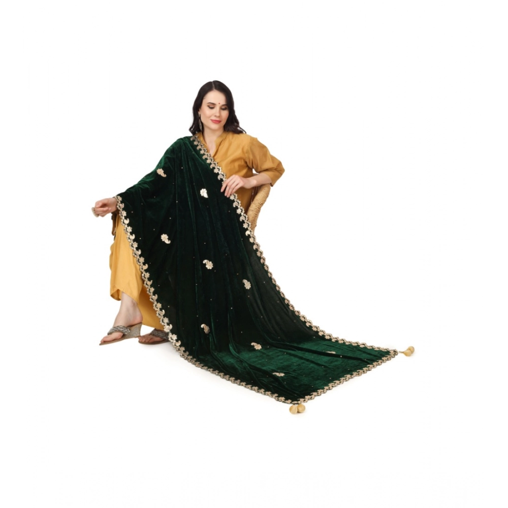 Women's Velvet Gotta Patti Dupatta (Green, Length:?2.25 to 2.50 Mtr) - Image 2