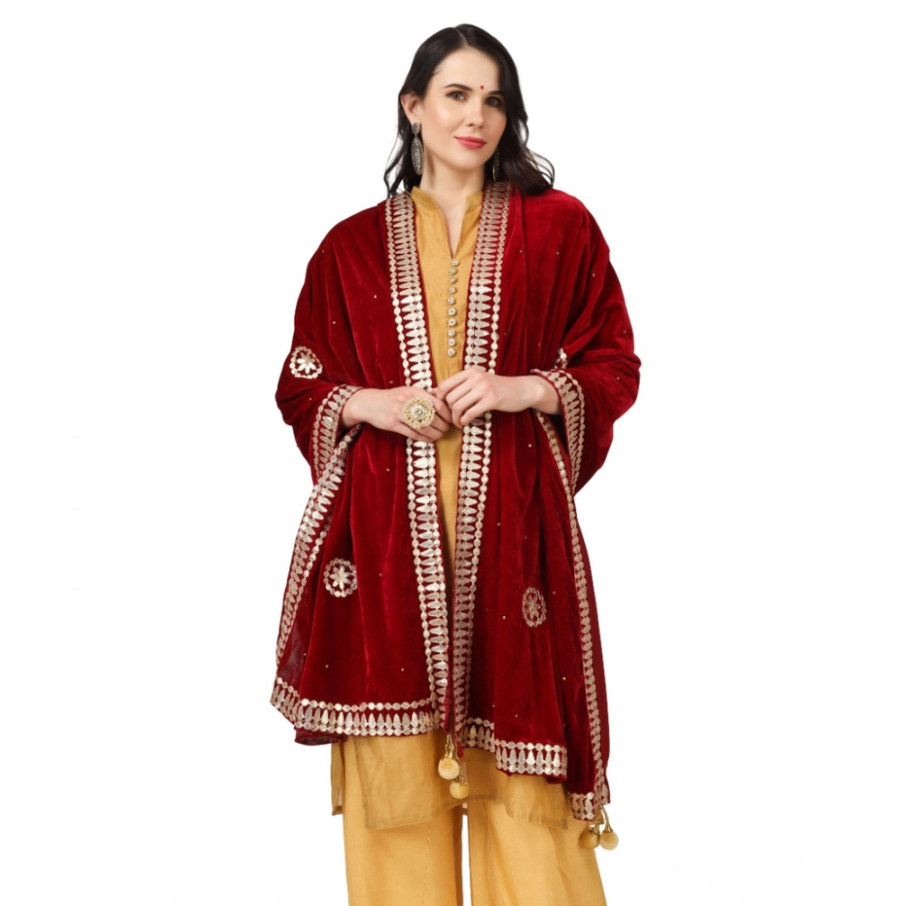 Women's Velvet Gotta Patti Dupatta (Maroon, Length:?2.25 to 2.50 Mtr) - Image 3