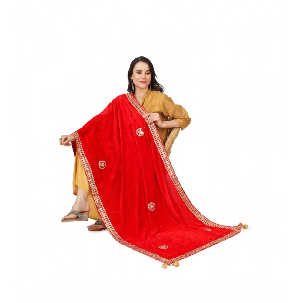 Women's Velvet Gotta Patti Dupatta (Red, Length:?2.25 to 2.50 Mtr) - Image 2