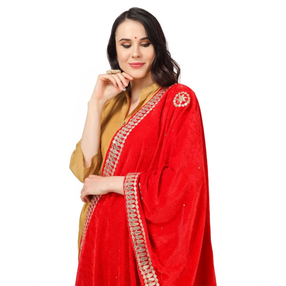 Women's Velvet Gotta Patti Dupatta (Red, Length:?2.25 to 2.50 Mtr) - Image 4