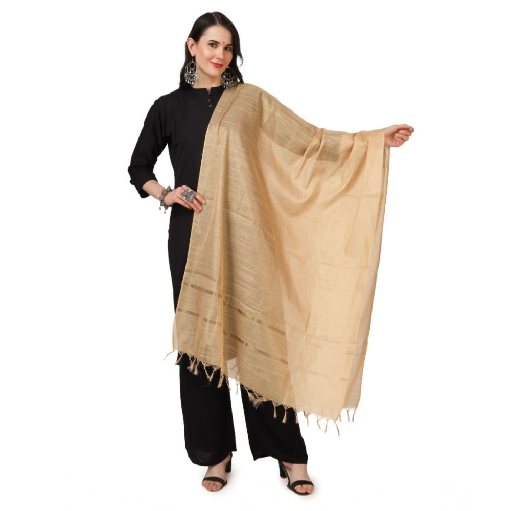 Women's Chanderi Solid Dupatta (Gold, Length:?2.25 to 2.50 Mtr)