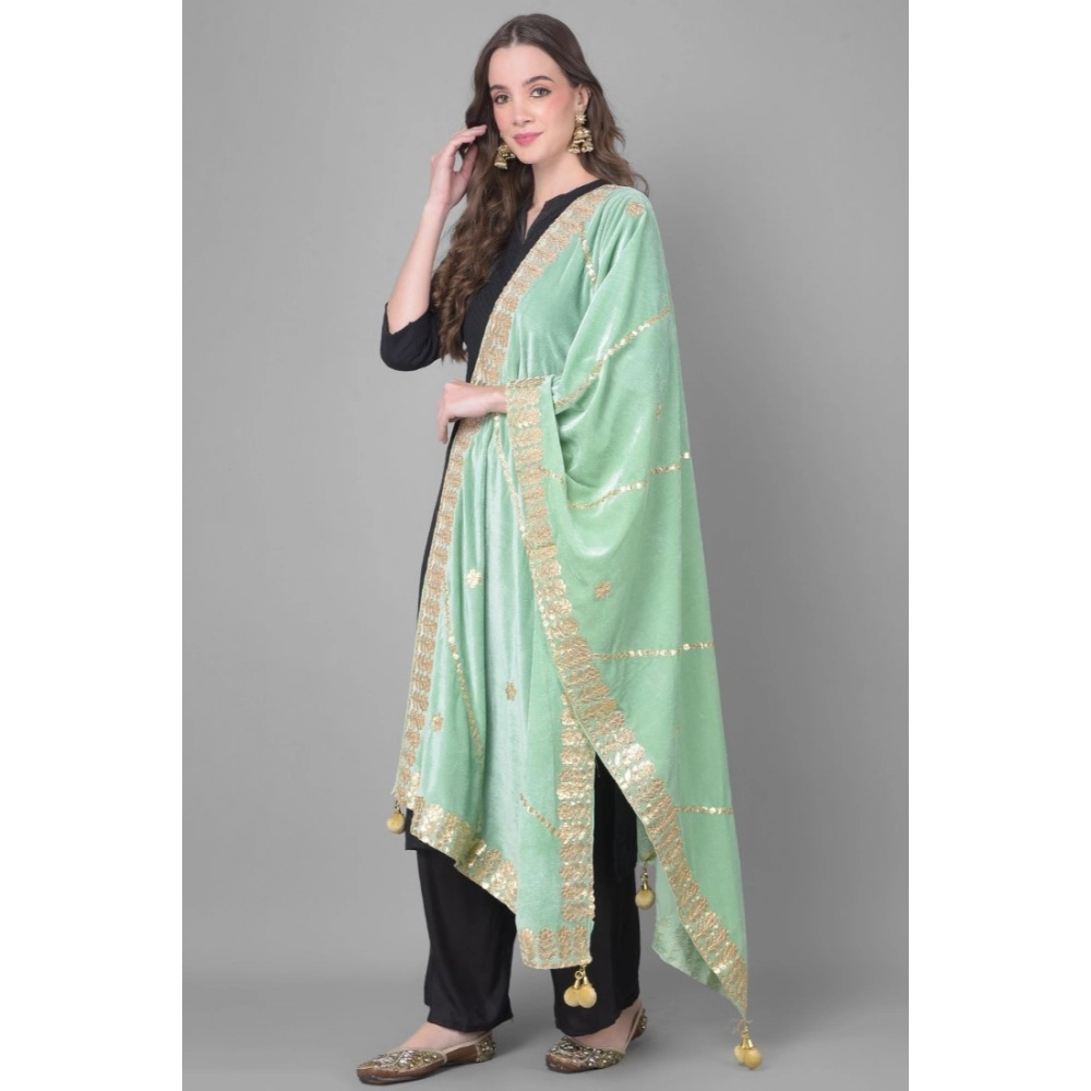 Women's Velvet Gotta Patti Dupatta (Sea Green, Length:?2.25 to 2.50 Mtr) - Image 3