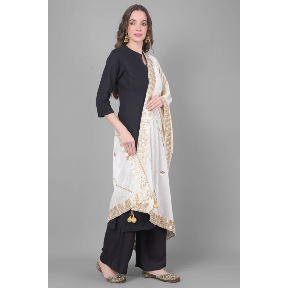 Women's Velvet Gotta Patti Dupatta (White, Length:?2.25 to 2.50 Mtr) - Image 2