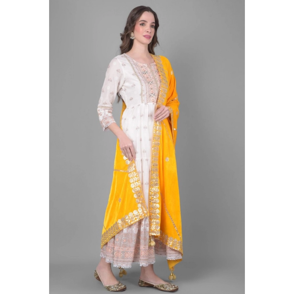 Women's Velvet Gotta Patti Dupatta (Yellow, Length:?2.25 to 2.50 Mtr) - Image 2