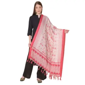 Women's Art Silk Printed Dupatta (Red, Length:?2.25 to 2.50 Mtr)