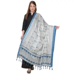 Women's Art Silk Printed Dupatta (Turquoise, Length:?2.25 to 2.50 Mtr)