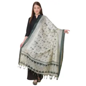 Women's Art Silk Printed Dupatta (Grey, Length:?2.25 to 2.50 Mtr)