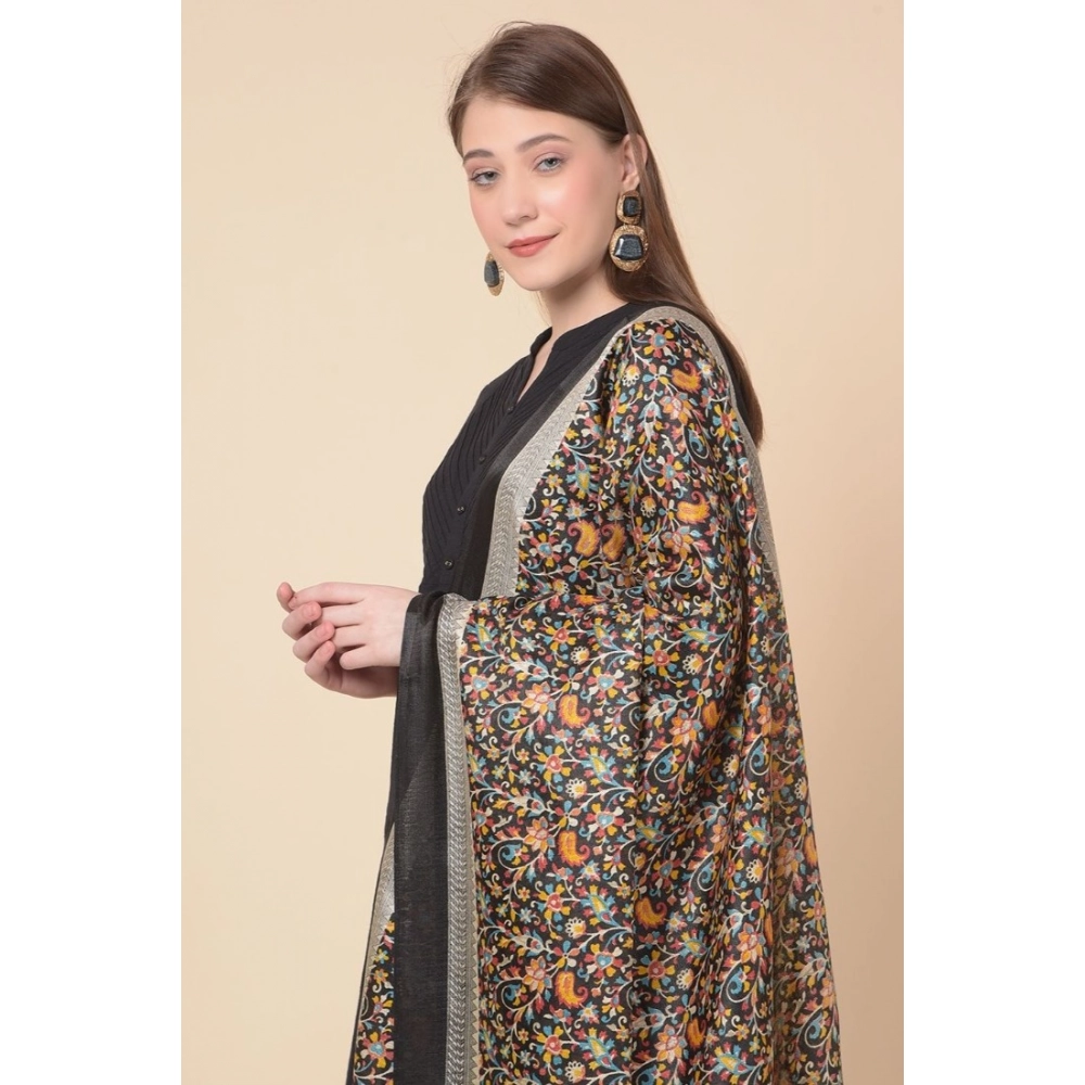 Women's Art Silk Printed Dupatta (Black, Length:?2.25 to 2.50 Mtr) - Image 3