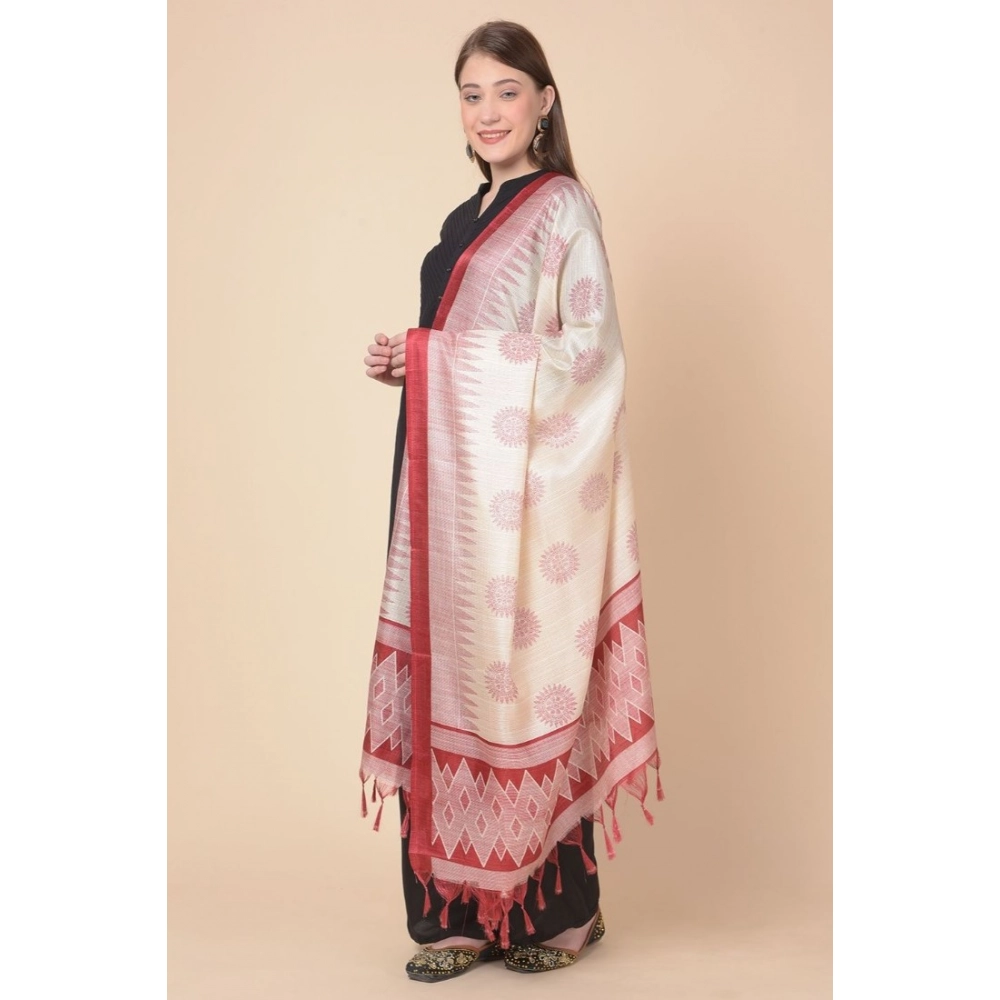Women's Art Silk Printed Dupatta (Maroon, Length:?2.25 to 2.50 Mtr) - Image 4