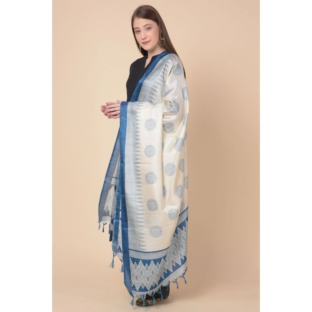 Women's Art Silk Printed Dupatta (Turquoise, Length:?2.25 to 2.50 Mtr) - Image 3