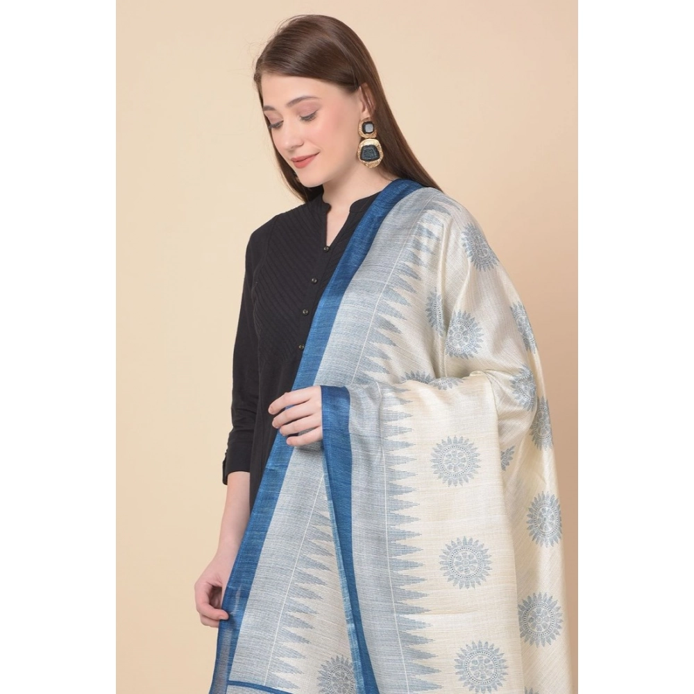 Women's Art Silk Printed Dupatta (Turquoise, Length:?2.25 to 2.50 Mtr) - Image 5