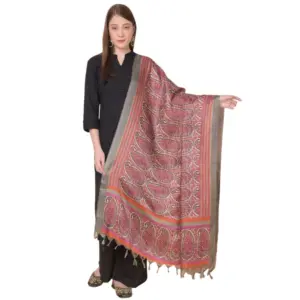 Women's Art Silk Printed Dupatta (Grey, Length:?2.25 to 2.50 Mtr)