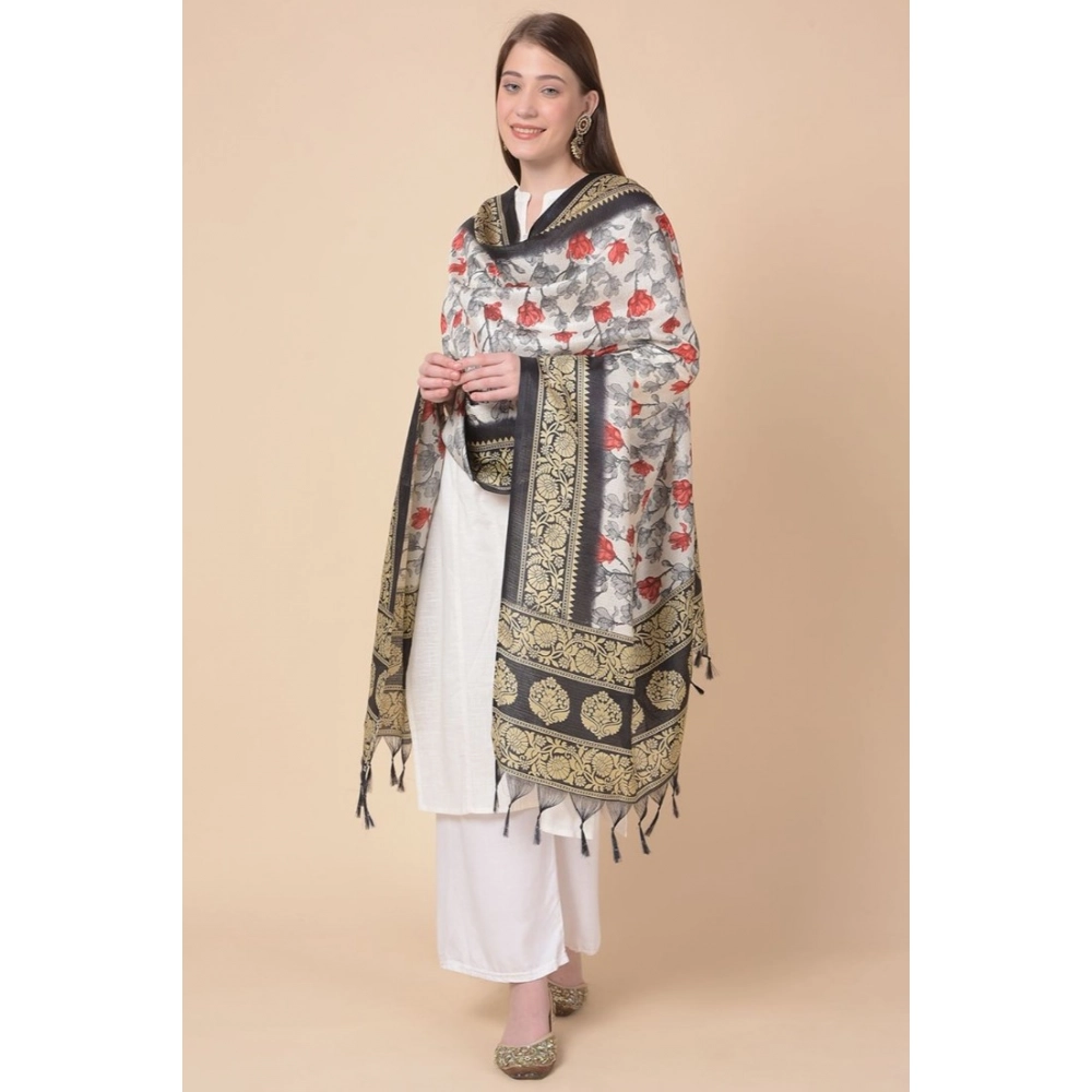 Women's Art Silk Printed Dupatta (Black, Length:?2.25 to 2.50 Mtr) - Image 4