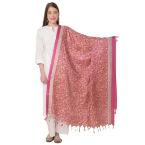 Women's Art Silk Printed Dupatta (Pink, Length:?2.25 to 2.50 Mtr)