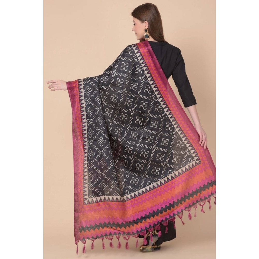Women's Art Silk Printed Dupatta (Black, Length:?2.25 to 2.50 Mtr) - Image 4