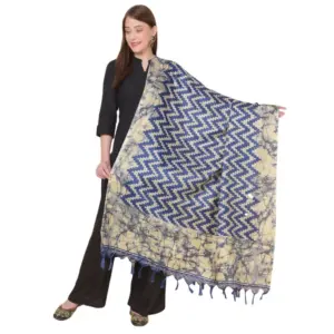 Women's Art Silk Printed Dupatta (Blue, Length:?2.25 to 2.50 Mtr)