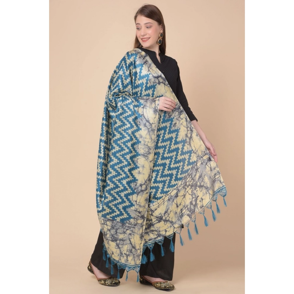 Women's Art Silk Printed Dupatta (Blue, Length:?2.25 to 2.50 Mtr) - Image 3