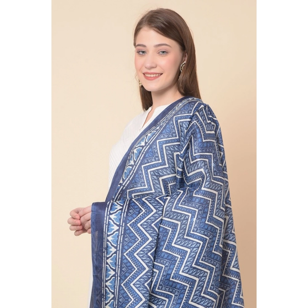 Women's Art Silk Printed Dupatta (Blue, Length:?2.25 to 2.50 Mtr) - Image 2