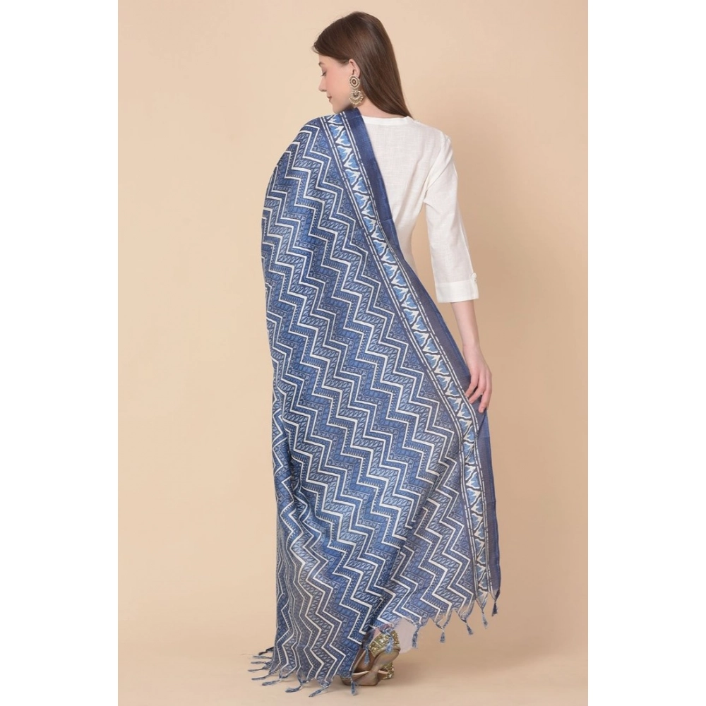 Women's Art Silk Printed Dupatta (Blue, Length:?2.25 to 2.50 Mtr) - Image 4