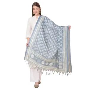 Women's Art Silk Printed Dupatta (Grey, Length:?2.25 to 2.50 Mtr)