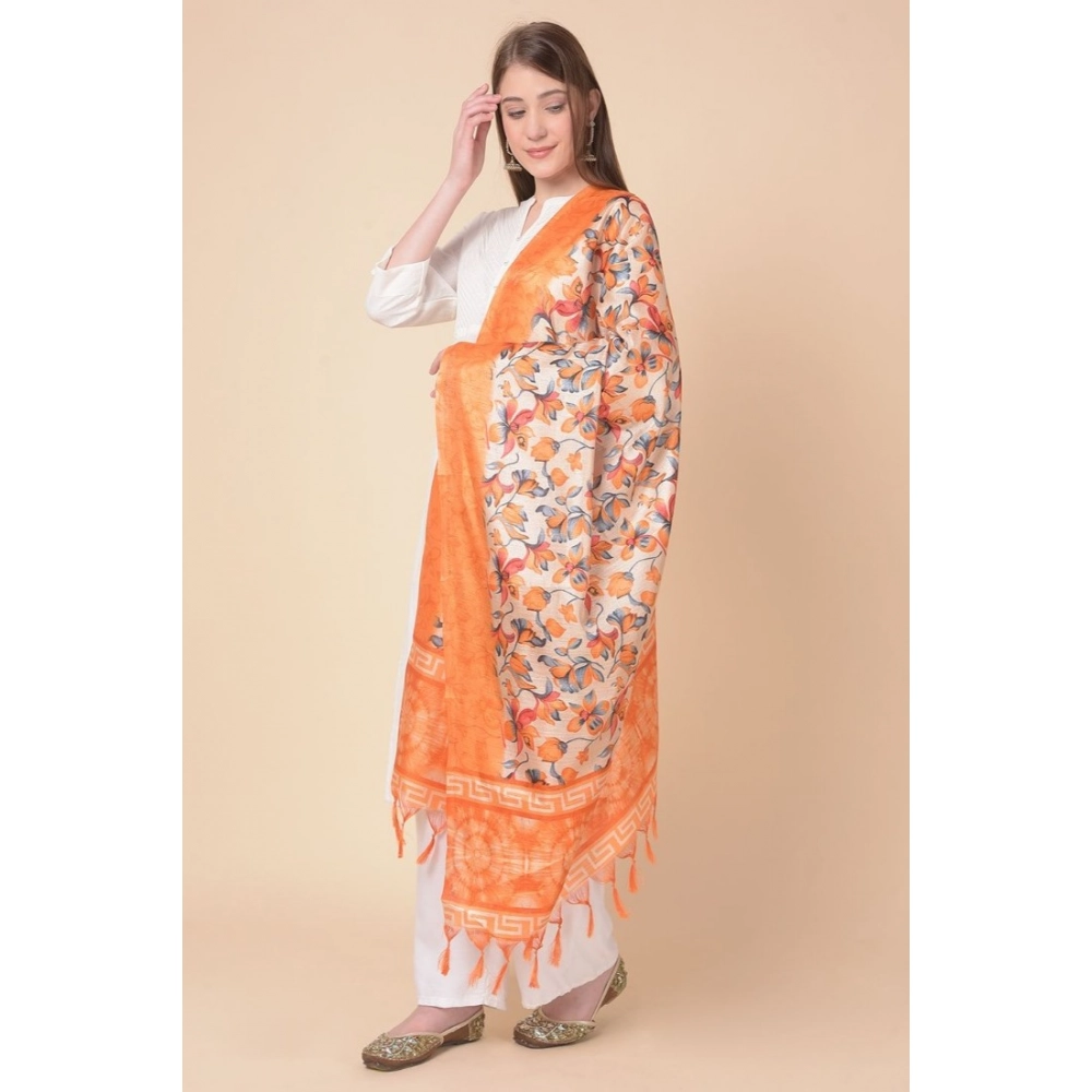 Women's Art Silk Printed Dupatta (Orange, Length:?2.25 to 2.50 Mtr) - Image 4