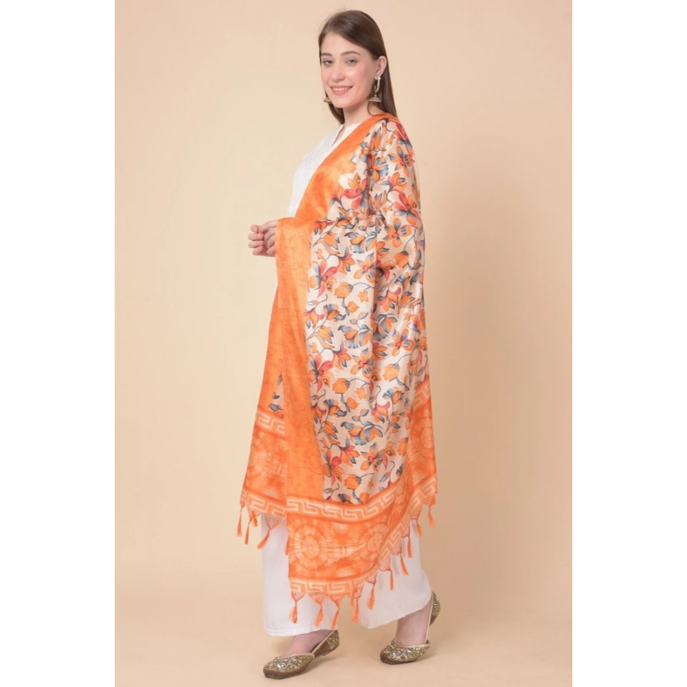 Women's Art Silk Printed Dupatta (Orange, Length:?2.25 to 2.50 Mtr) - Image 3