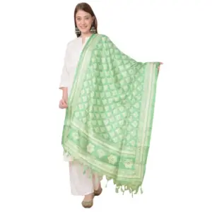 Women's Art Silk Printed Dupatta (Light Green, Length:?2.25 to 2.50 Mtr)