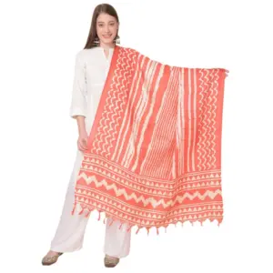 Women's Art Silk Printed Dupatta (Orange, Length:?2.25 to 2.50 Mtr)