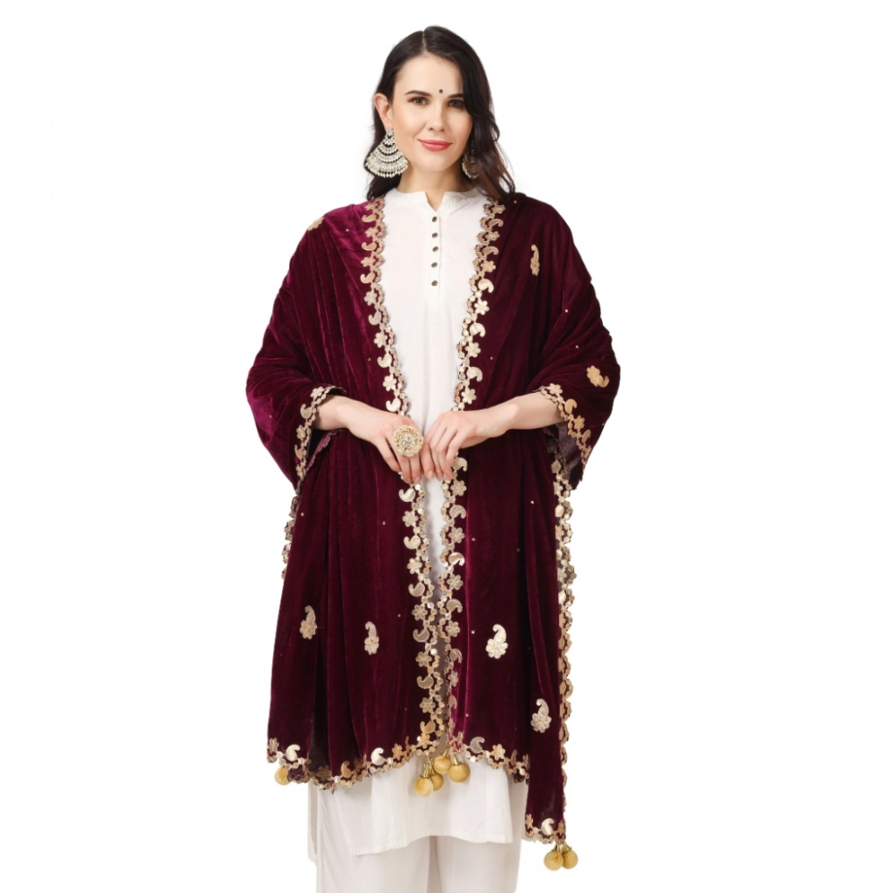 Women's Velvet Gotta Patti Dupatta (Purple, Length:?2.25 to 2.50 Mtr) - Image 3